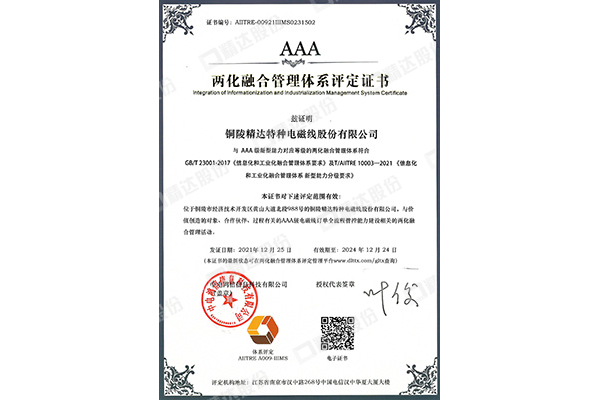 两化融合治理系统认证（AAA级新型能力）